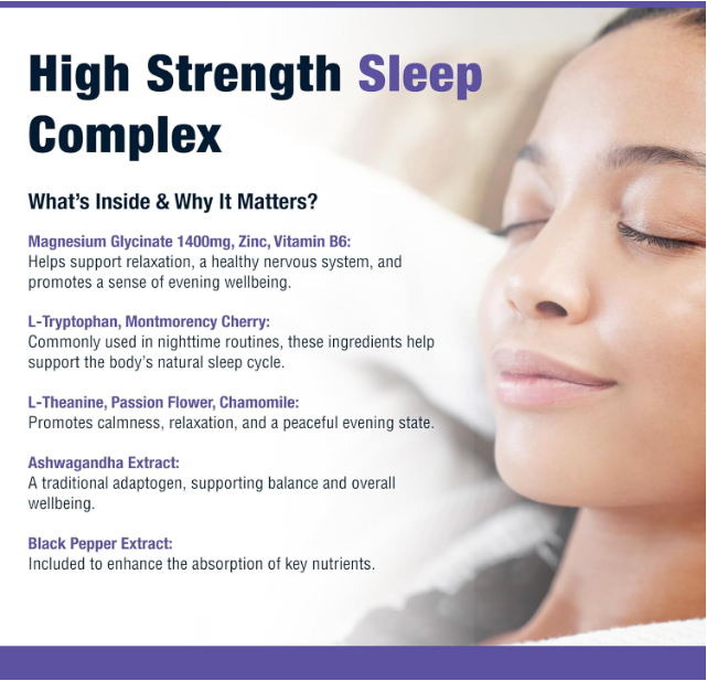 Sleep Easy - High Strength 10-in-1 Sleeping Complex, 90 Vegan Capsules | L-Tryptophan & Magnesium Glycinate | Natural Aid & Non-Habit Forming