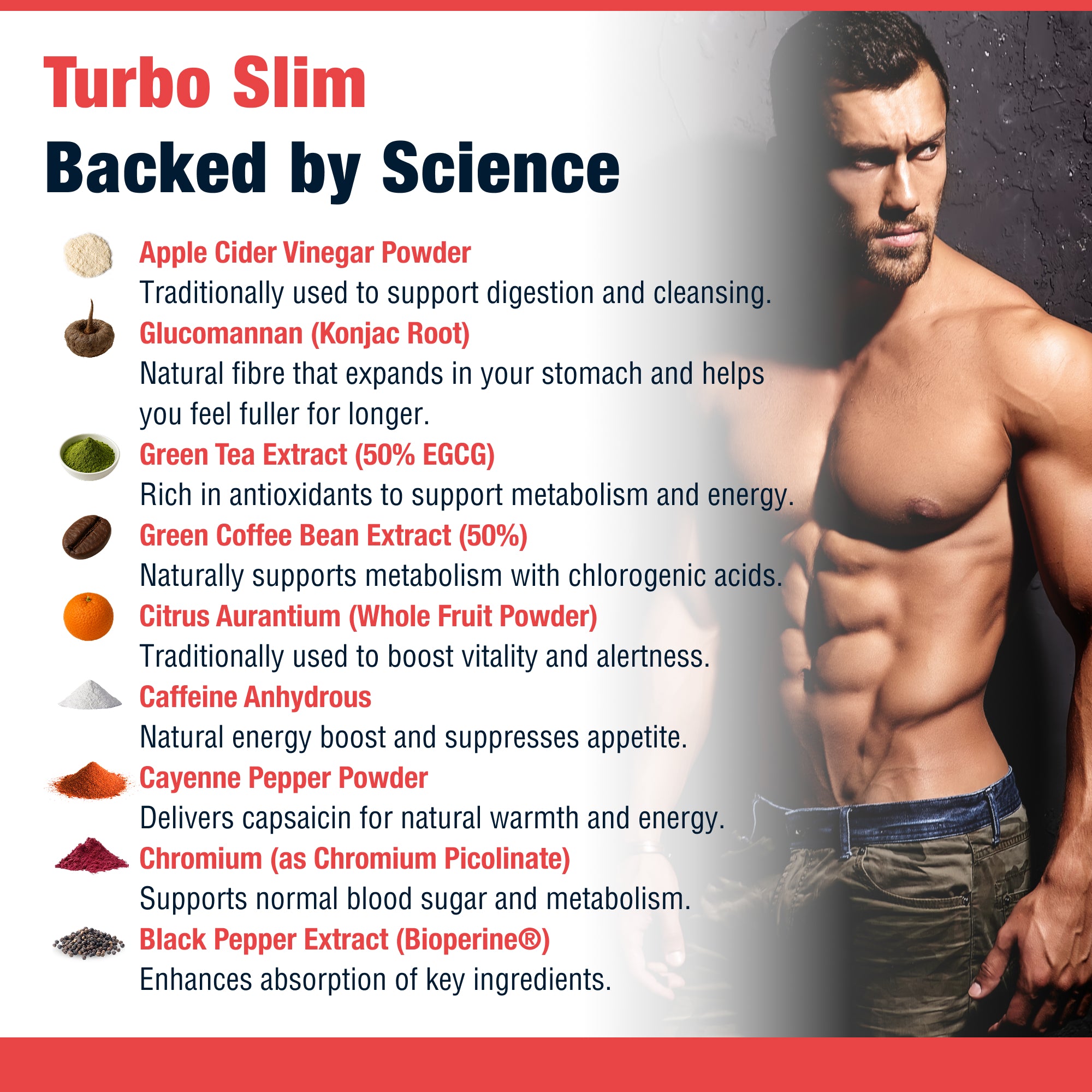 Turbo Slim Weight Loss Supplement - 115 Vegan Capsules (40 Days) | Apple Cider Vinegar, Glucomannan, Green Tea & Coffee for Metabolism Support