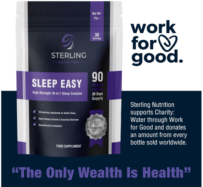 Sleep Easy - High Strength 10-in-1 Sleeping Complex, 90 Vegan Capsules | L-Tryptophan & Magnesium Glycinate | Natural Aid & Non-Habit Forming