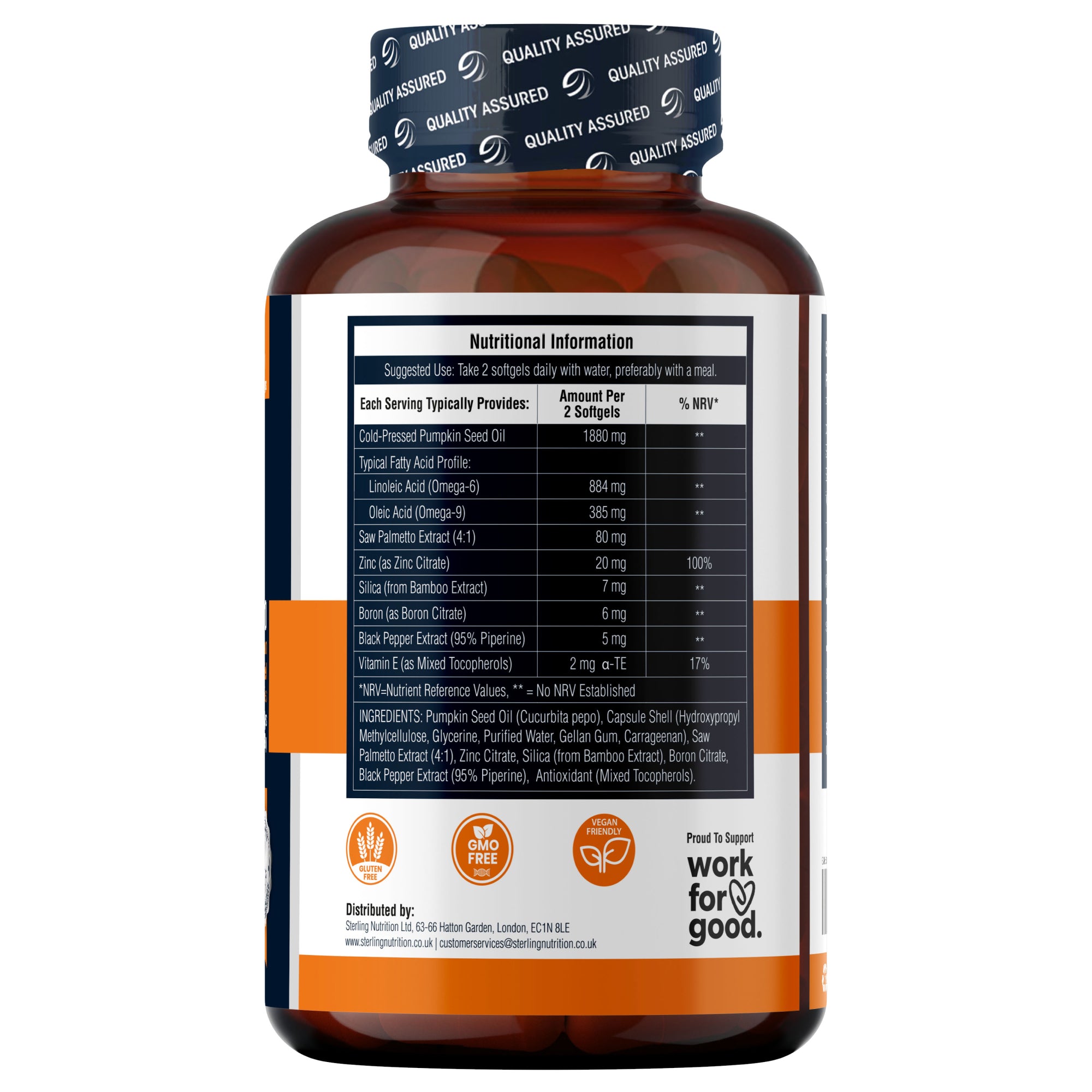 Cold-Pressed Extra Virgin Pumpkin Seed Oil Premium Supplements - 180 Vegan Softgels for Adults (90 Days) I with Beneficial Ingredients | High Strength 2000mg with Omega 6 & 9