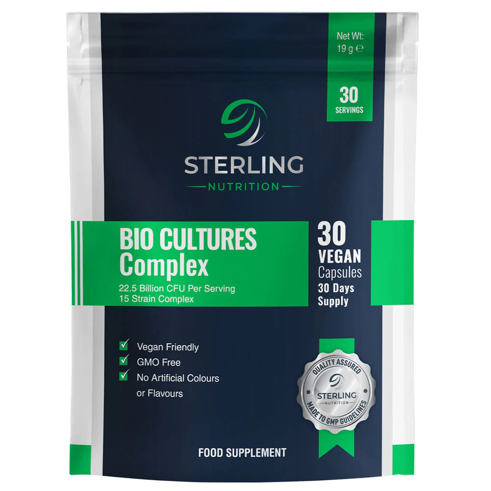 Bio Cultures Probiotic Complex: 22.5B CFU, 22 Strains, Digestive Enzymes, 30 Vegan Capsules