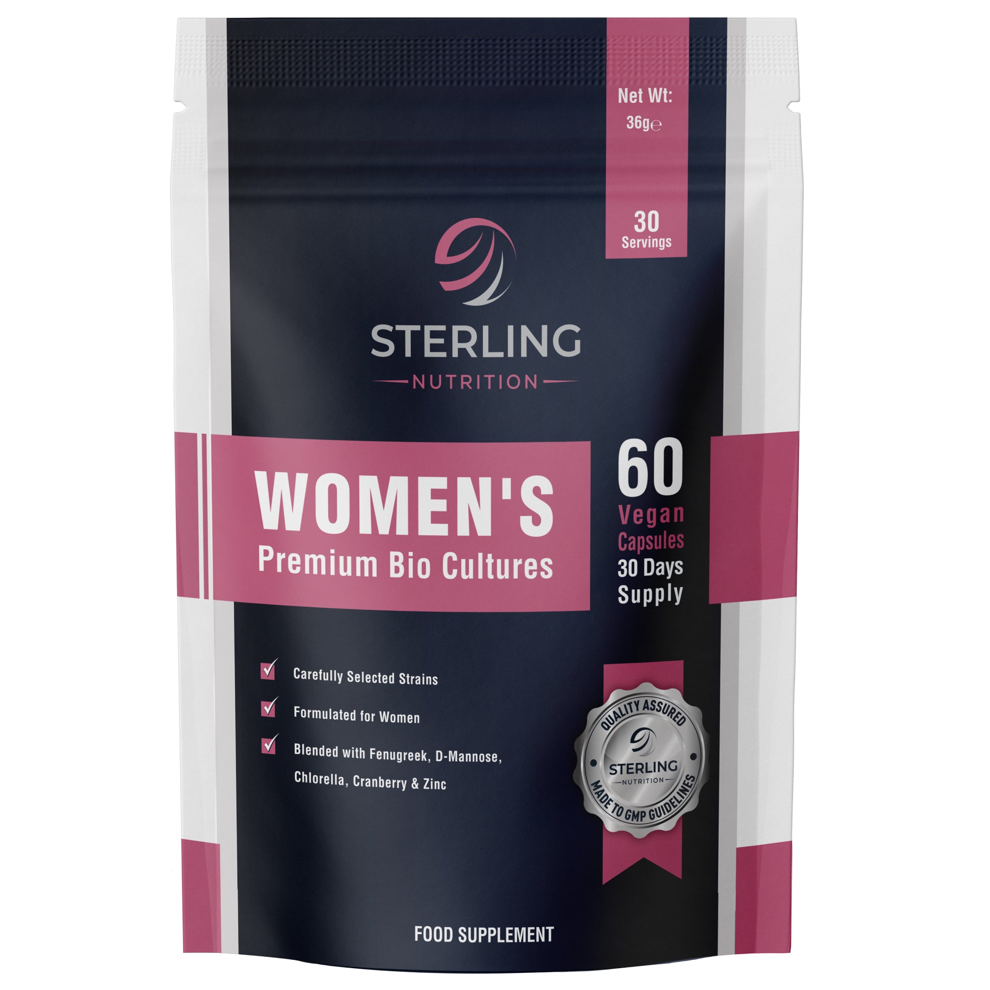 Women’s Bio Cultures Complex – 20 Billion CFU Vegan Probiotic Capsules, with Fenugreek, Cranberry, D-Mannose & Zinc for Gut, Immunity & Feminine Health – 60 Capsules (30-Day Supply)