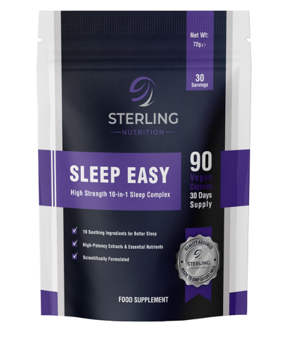 Sleep Easy - High Strength 10-in-1 Sleeping Complex, 90 Vegan Capsules | L-Tryptophan & Magnesium Glycinate | Natural Aid & Non-Habit Forming