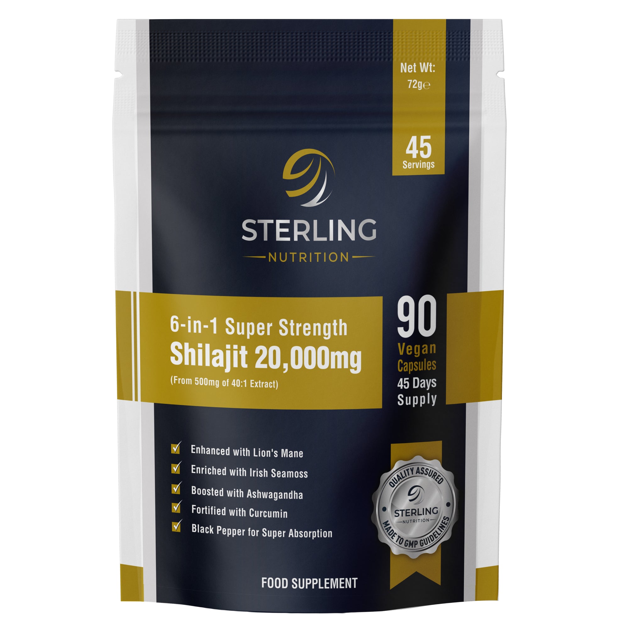 6-in-1 Super Strength Himalayan Shilajit Complex – Vegan Capsules, 90 | 20000mg with Lion's Mane, Irish Sea Moss, Ashwagandha, Curcumin & Black Pepper