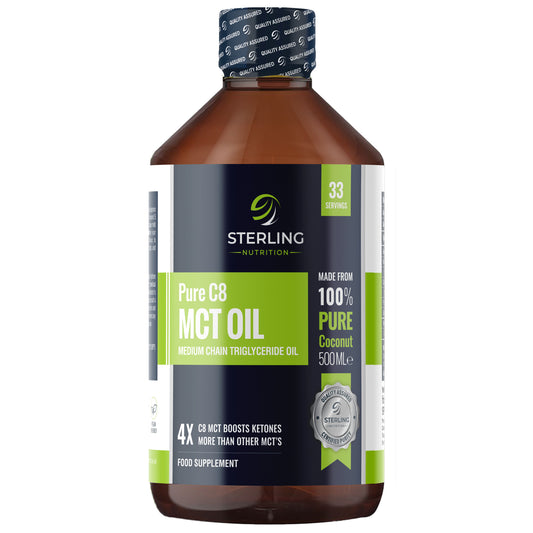 99.7% pure C8 MCT oil from sustainable coconuts. Lab-tested, vegan, gluten-free. Boosts ketosis & clean energy. Free UK shipping.