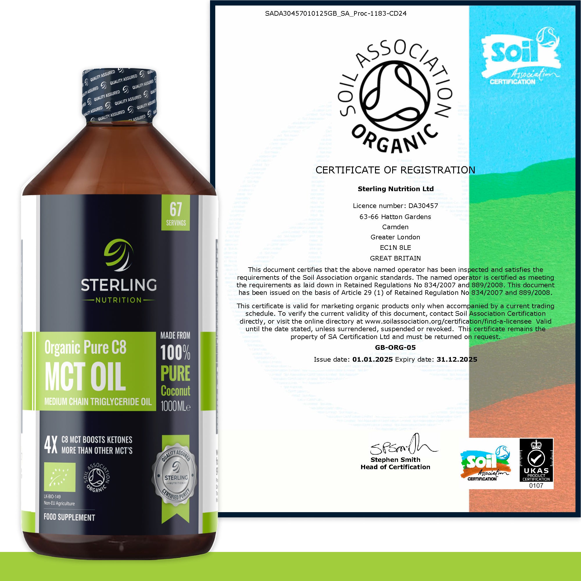 Pure Organic C8 MCT Oil - 1000ml | 4X Ketones for Keto & Fasting | 100% Sustainable Coconuts | Lab Tested | Vegan & Gluten-Free