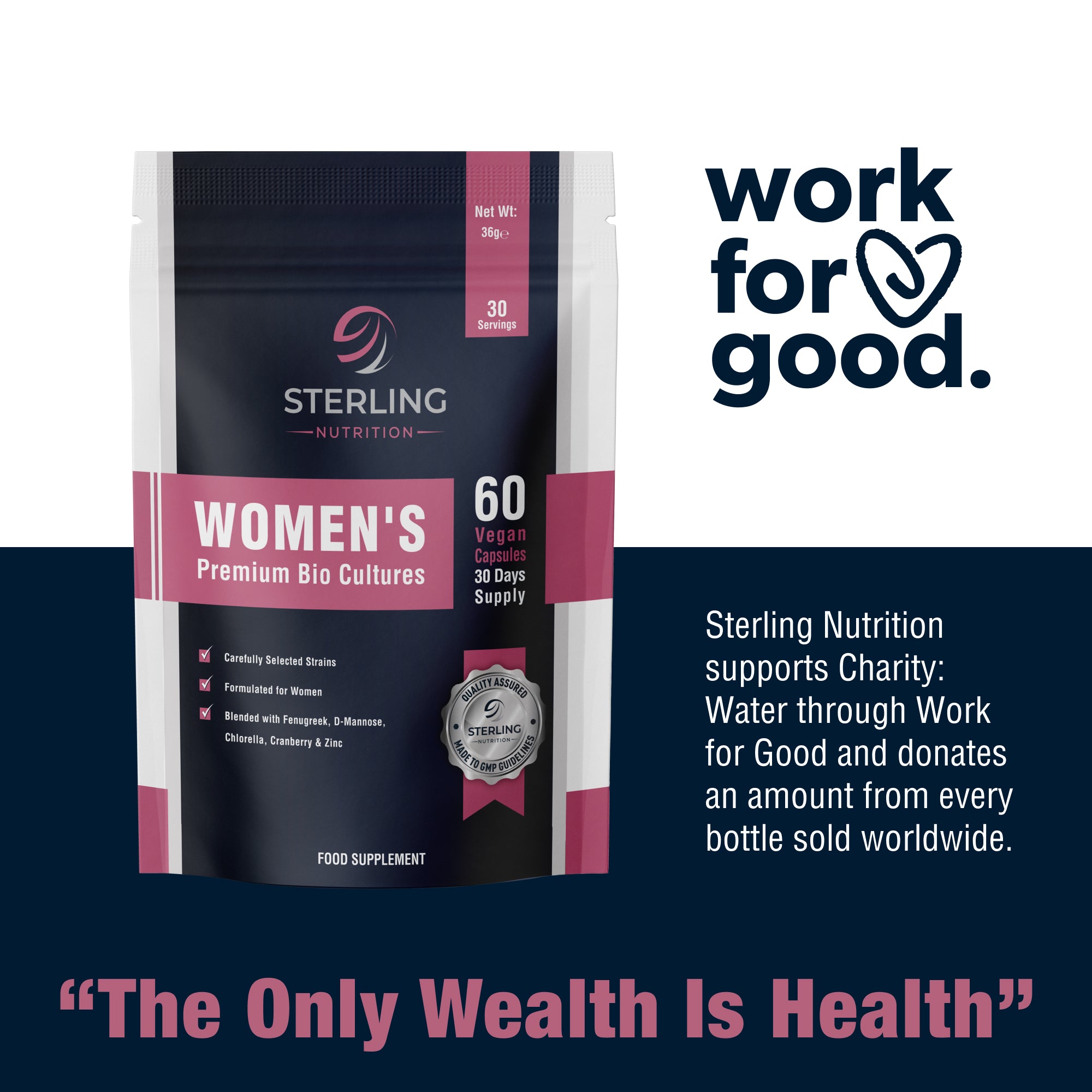 Women’s Bio Cultures Complex – 20 Billion CFU Vegan Probiotic Capsules, with Fenugreek, Cranberry, D-Mannose & Zinc for Gut, Immunity & Feminine Health – 60 Capsules (30-Day Supply)