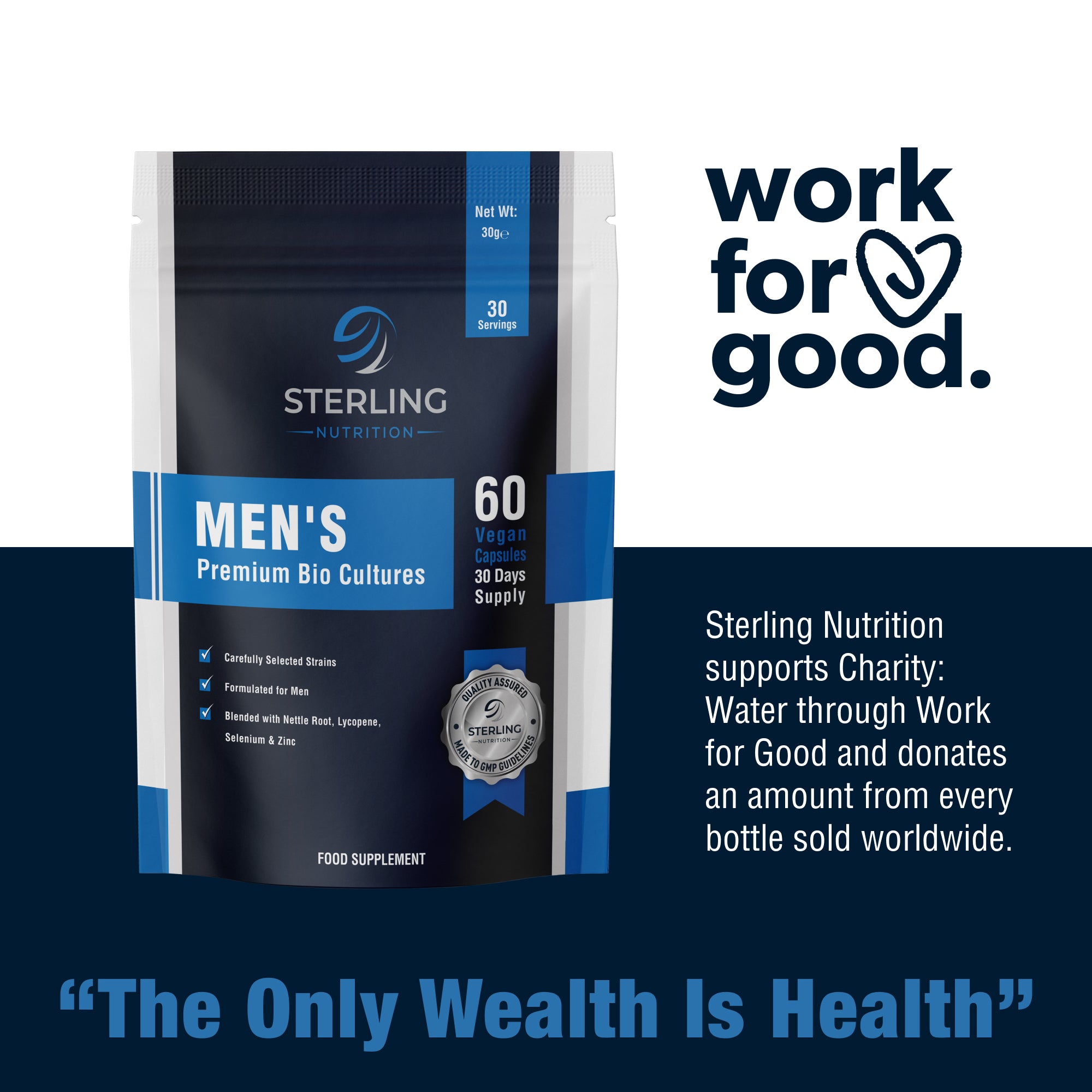 Men’s Bio Cultures Complex – 20 Billion CFU Vegan Probiotic Capsules, with Nettle Root, Zinc, Selenium & Vitamin B6 for Gut, Immunity & Men’s Health – 60 Capsules (30-Day Supply)