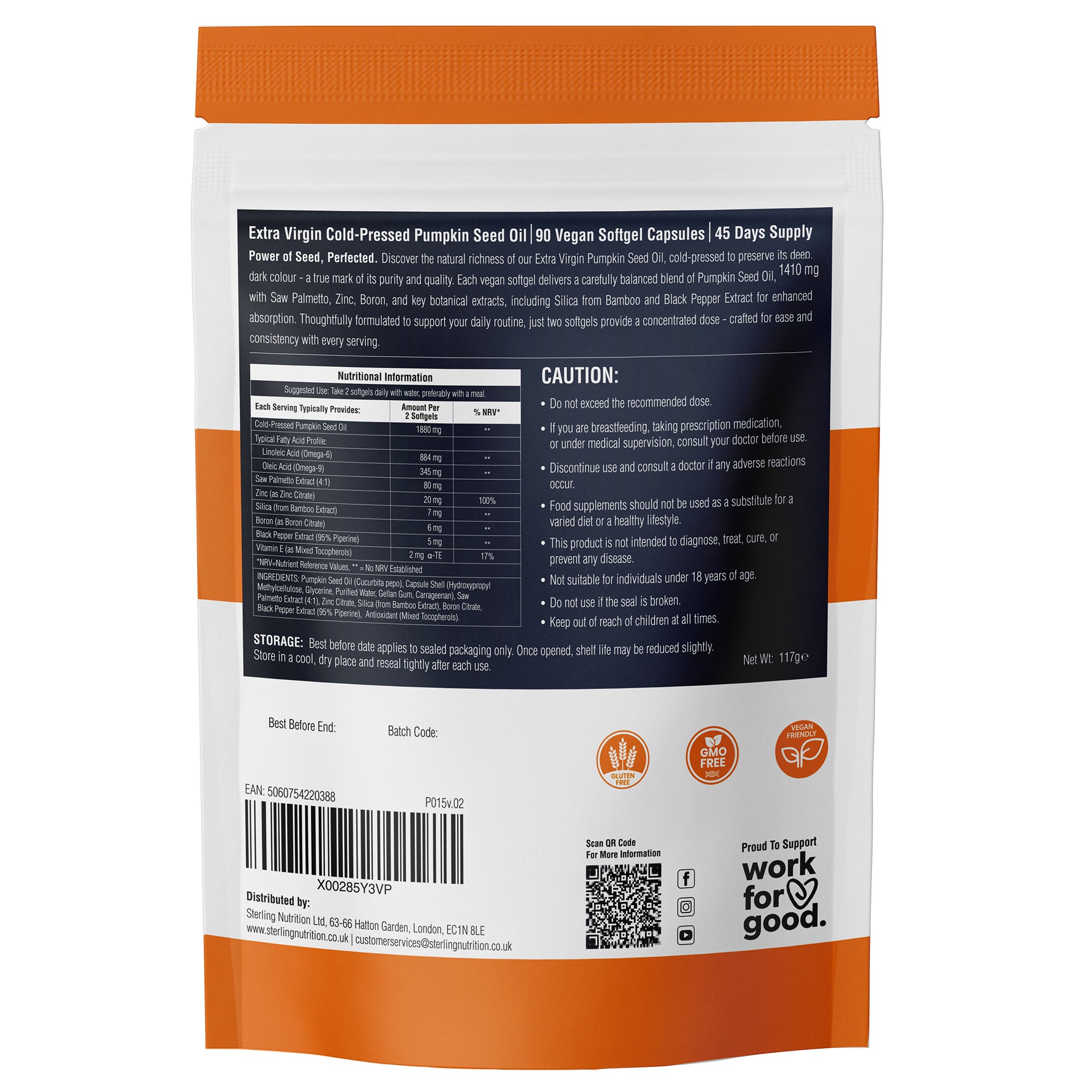 Cold-Pressed Extra Virgin Pumpkin Seed Oil Premium Supplements - 90 Vegan Softgels for Adults (45 Days) I with Beneficial Ingredients | High Strength 2000mg with Omega 6 & 9