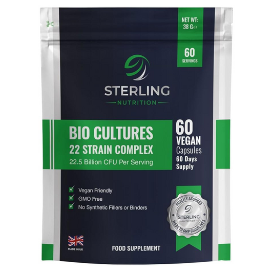 Bio Cultures Probiotic Complex: 22.5B CFU, 22 Strains, Digestive Enzymes, 60 Vegan Capsules