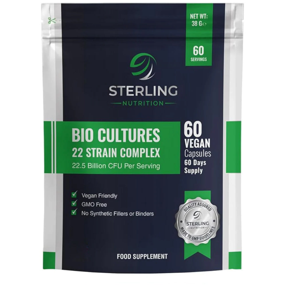 Bio Cultures Probiotic Complex: 22.5B CFU, 22 Strains, Digestive Enzymes, 60 Vegan Capsules