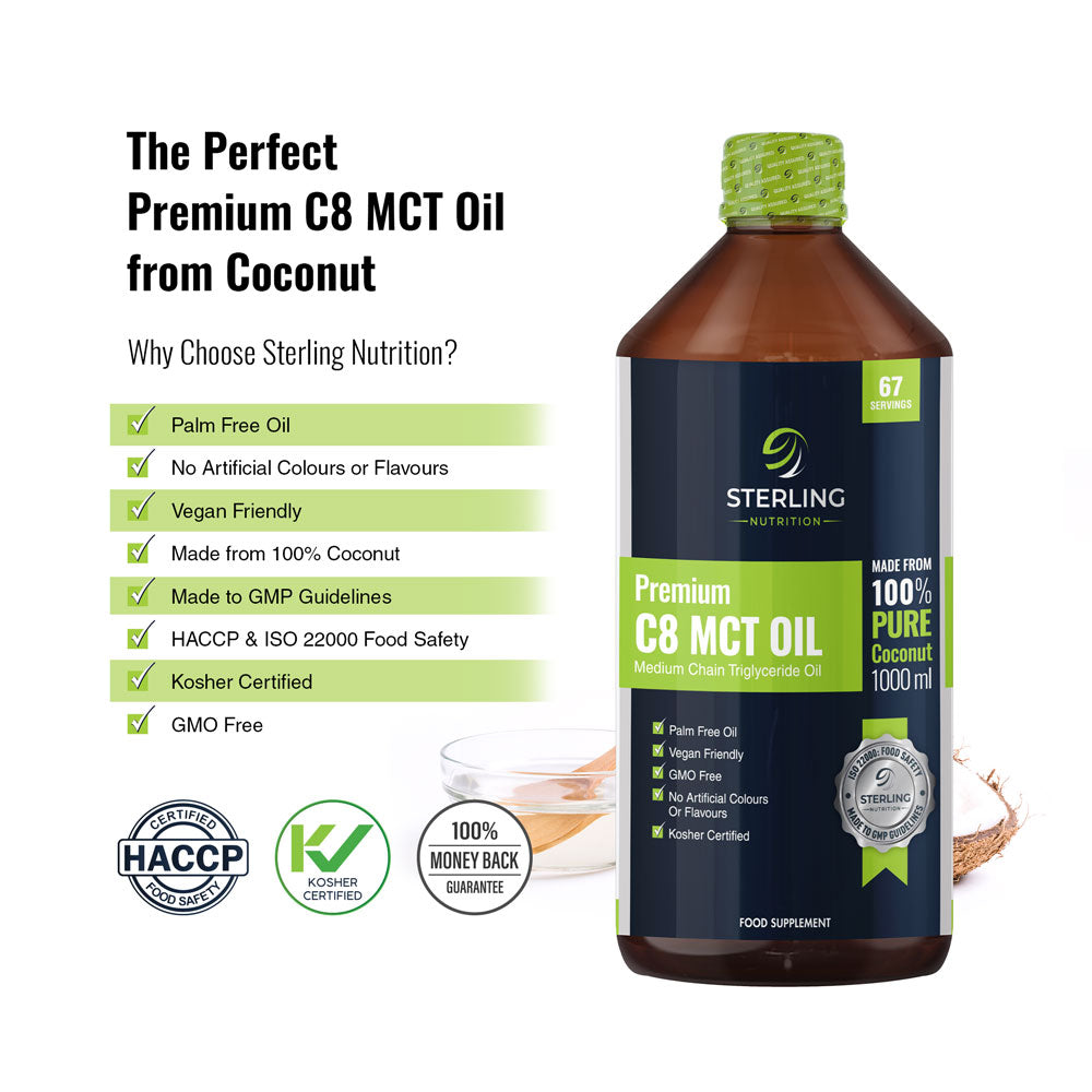 Premium Pure C8 MCT Oil 1000ML For Keto Diet